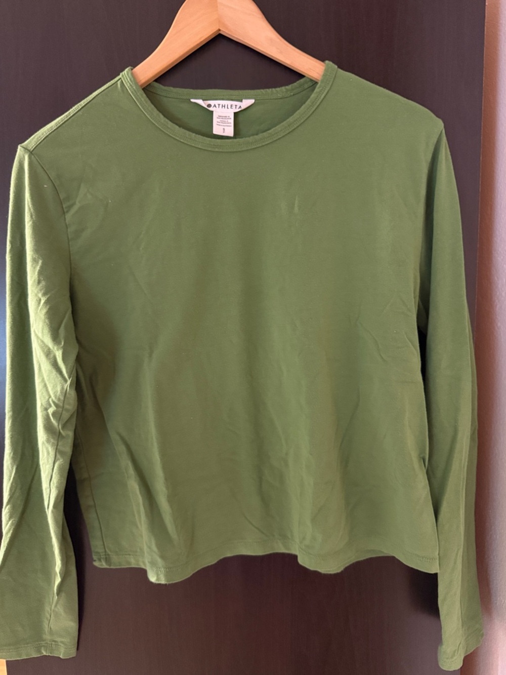 Athleta Olive Green Long-Sleeve Crewneck Top